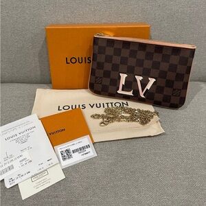 Louis Vuitton Double Zip Pochette Damier Ebene Venus‎